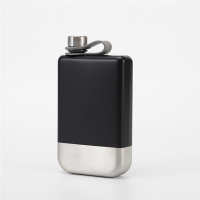 9OZ Black paint 304 Food Grade Stainless Steel Wine Flask outdoor stainless steel portable hip flask