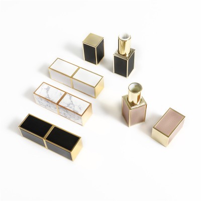 DIY Factory hot sales wholesale gold rim/circle empty lipstick tube simple white/red/black/gold square lipstick container