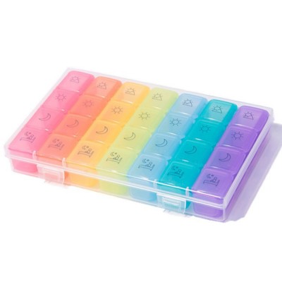 28 days Pill Box, Portable Travel Pill Organizer (7-Day / 4-Times-A-Day) with Moisture-Proof Design and Large Compartments