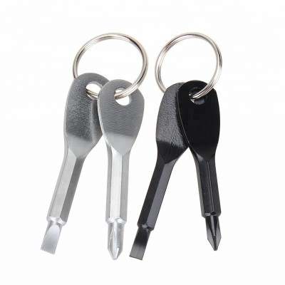 Wholesale drop shipping Outdoor Multifunctional Key shaped Mini Tool set Keyring Screwdriver Metal Keychain