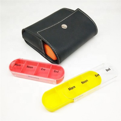 multifunctional Pill Organizer Box Weekly Case-Includes Black Leather PU Carrying Case