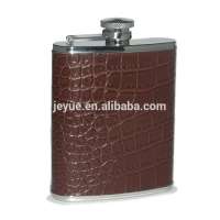 Stainless Steel Birthday Gift Leather Cover Wine Hip Flask