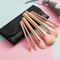 7PCS Rose Glod Ferrule Brush Set Rose Gold Aluminum Handle Makeup Brush